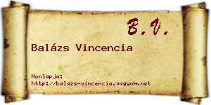 Balázs Vincencia névjegykártya